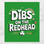 Dibs op de roodharige St Patrick's Day Wijn Etiket (Enkel label)