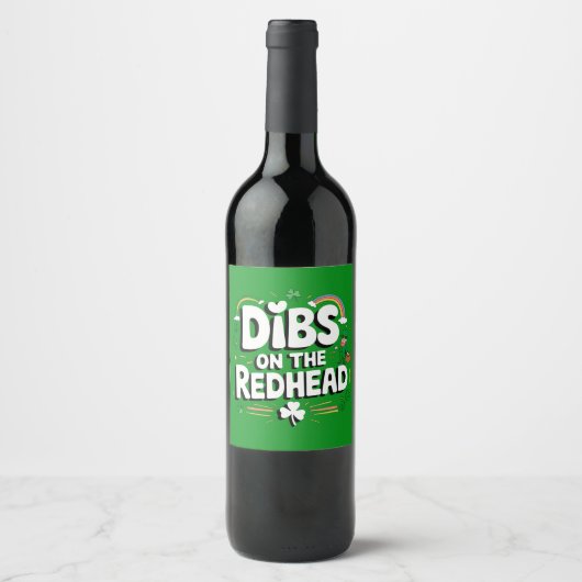 Dibs op de roodharige St Patrick's Day Wijn Etiket (Voorkant)