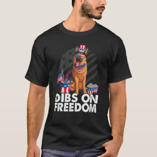 Dibs op vrijheid Duitse herder 4 juli VS Vlag T-shirt
