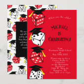 Dice Casino Gambling Graduation Party Invitation (Devant / Derrière)