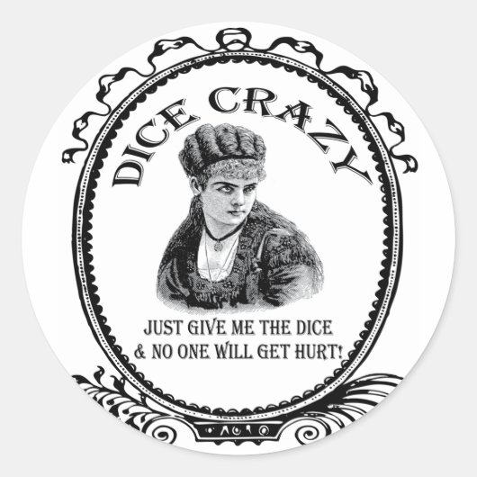 Dice Crazy Ronde Sticker (Voorkant)
