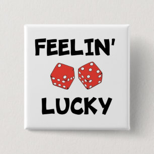 DICE "FEELIN' LUCKY" VIERKANTE BUTTON 5,1 CM