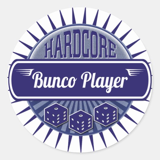 Dice Hardcore Bunco Party Retro Speler Ronde Sticker (Voorkant)