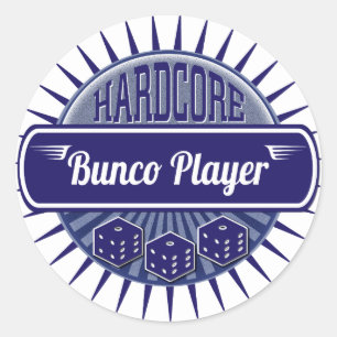 Dice Hardcore Bunco Party Retro  Speler Ronde Sticker
