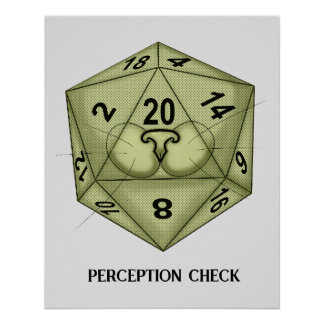Dice. Kat. D20 perceptiecontrole Perfect Poster