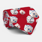 Dice met kleurrijke Stippen op rood Stropdas (Opgerold)