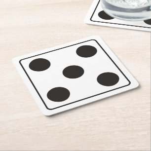 DICE-nummers 5 + je ruggengraat. Vierkante Kartonnen Onderzetter