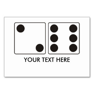 DICE-nummers van de pitten 2 + 6 + jouw tekst Kaart