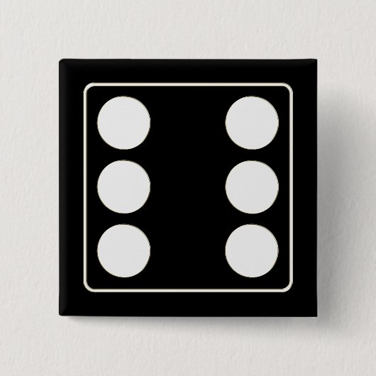 DICE-nummers witte pitten 6 + uw ruggengraat. Vierkante Button 5,1 Cm (Voorkant)