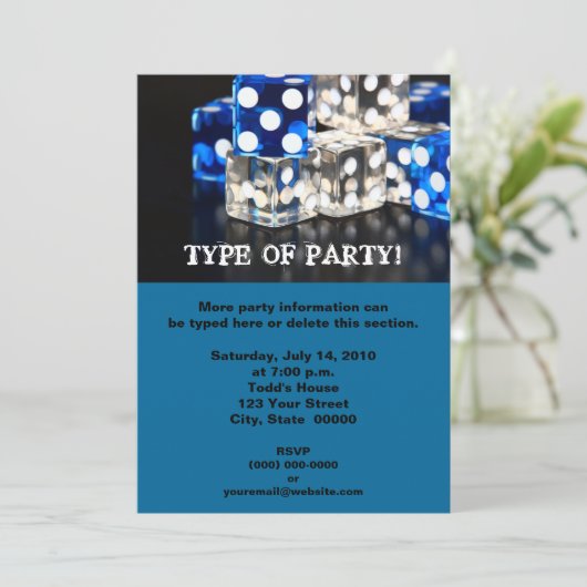 Dice Party-uitnodigingen Kaart (Staand voorkant)