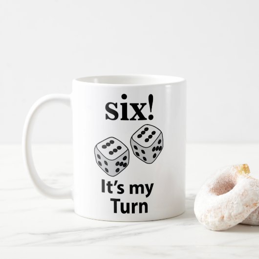 Dice Rolling Six Het is mijn beurt Roll Dice Koffiemok (Met donut)