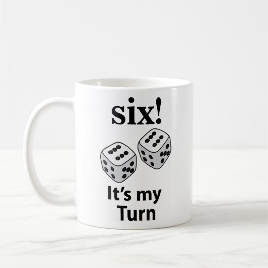 Dice Rolling Six Het is mijn beurt Roll Dice Koffiemok (Links)