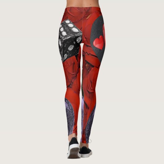 dice rouge collants noirs leggings long (Dos)