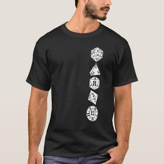 Dice W20 W12 W8 Rpg Tafelsysteem met opening boven T-shirt (Voorkant)