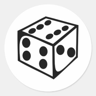 Dice - zes ronde sticker
