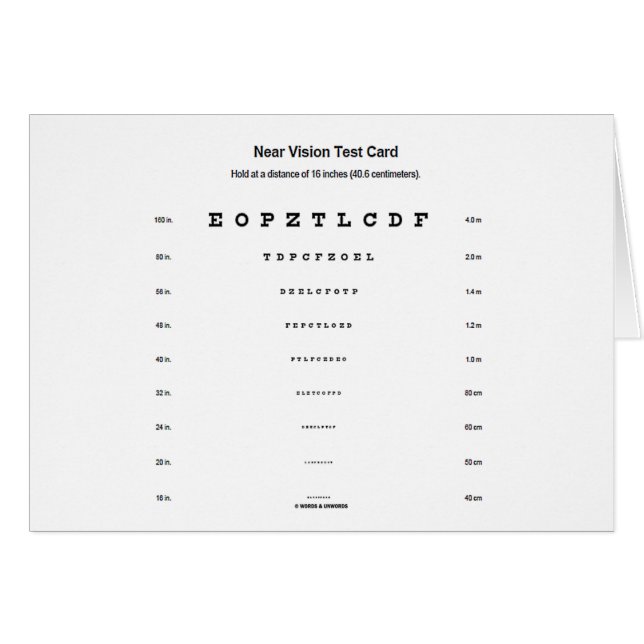 Dicht bij de Visustestkaart (Visual Acuity Exam) (Voorkant Horizontaal)