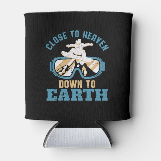 Dicht bij Heaven Funny  Retro Snowboarding Blikjeskoeler (Voorkant)