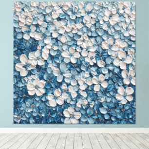 Dichte blauwe bloem abstracte wandkunst canvas afdruk
