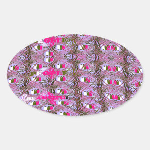 Dichte en ingewikkelde Abstracte patroonkunst afdr Ovale Sticker