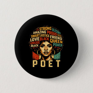 Dichter Black History Month Krachtige Black Pride Ronde Button 5,7 Cm