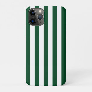 Dick Verticale strips Forest Green White Striped iPhone 11 Pro Hoesje