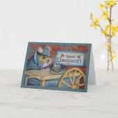 Dickens Kerstmis Muis Roosteren Kastanjes Kunst Kaart (Gele Bloem)