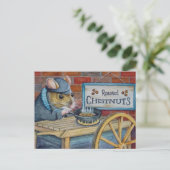 Dickens kerstmuis Roasting Chestnut Art Briefkaart (Staand voorkant)