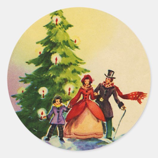 Dickens style Christmas illustration Ronde Sticker (Voorkant)
