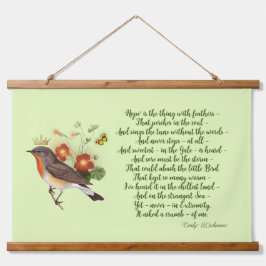 Dickinson Hope Poem & Crown Bird Hangend Wandkleed