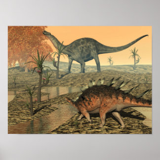 Dicraeosaurus en kentrosaurus dinosaurs poster