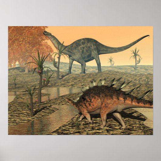 Dicraeosaurus en kentrosaurus dinosaurs poster (Voorkant)