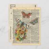 dictionary Art Colorful Butterflies Briefkaart (Voorkant / Achterkant)