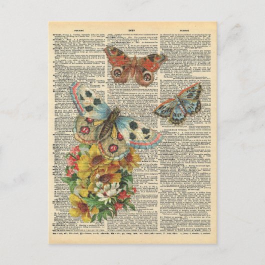 dictionary Art Colorful Butterflies Briefkaart (Voorkant)