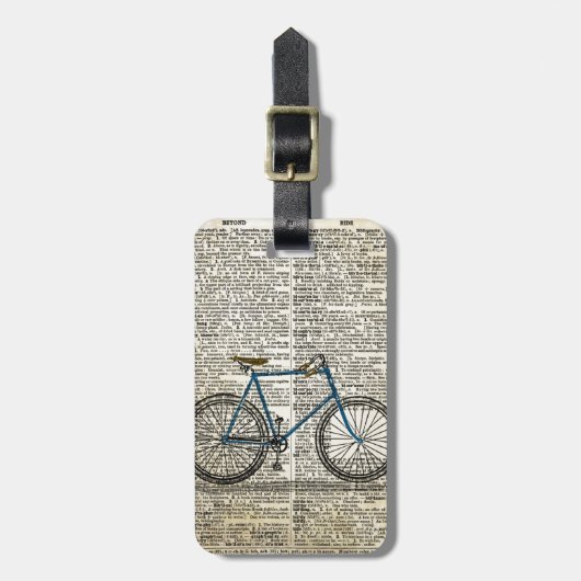 DICTIONARY Art Print Blue Bicycle Bike  Bagagelabel (Voorkant verticaal)