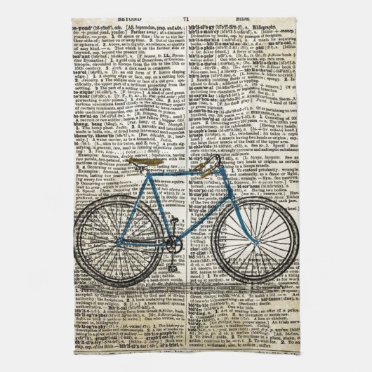 DICTIONARY Art Print Blue Bicycle Bike Theedoek (Verticaal)