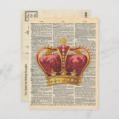 dictionary Art Royal Crown Red Gold Briefkaart (Voorkant / Achterkant)