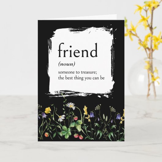 Dictionary Definition For Friend With Wildflowers Kaart (Gele Bloem)