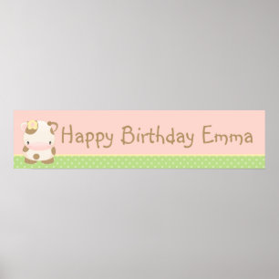 Diddles Boerderij Moo-Koe Birthday Banner Poster