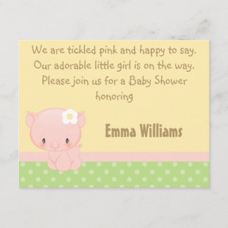Diddles Boerderij Pig Baby shower Uitnodiging
