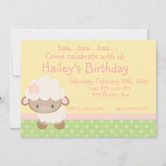 Diddles Farm Lamb Invitation d'anniversaire (Devant)