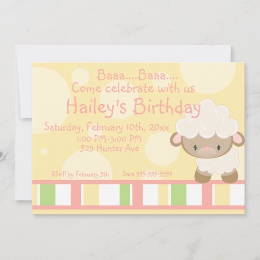 Diddles Farm Lamb Invitation d'anniversaire 2 (Devant)
