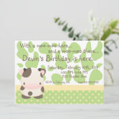 Diddles Farm Moo-Cow Green Birthday Invitation (Debout devant)