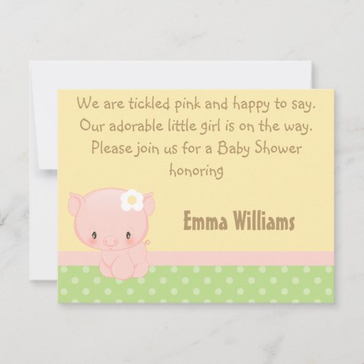 Diddles Farm Pig Baby shower Invitation (Devant)