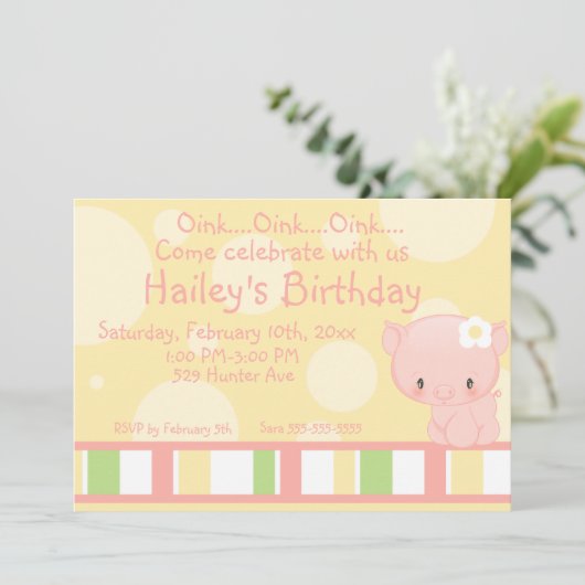 Diddles Farm Pig Invitation d'anniversaire 2 (Debout devant)