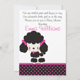 Diddles Poodle Baby shower Invitation Kaart