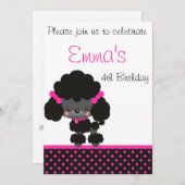 Diddles Poodle Birthday Invitation Kaart (Voorkant / Achterkant)