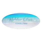 D'identification Ocean Beach Sea Travel Aqua Blue Modern Badge (Devant)