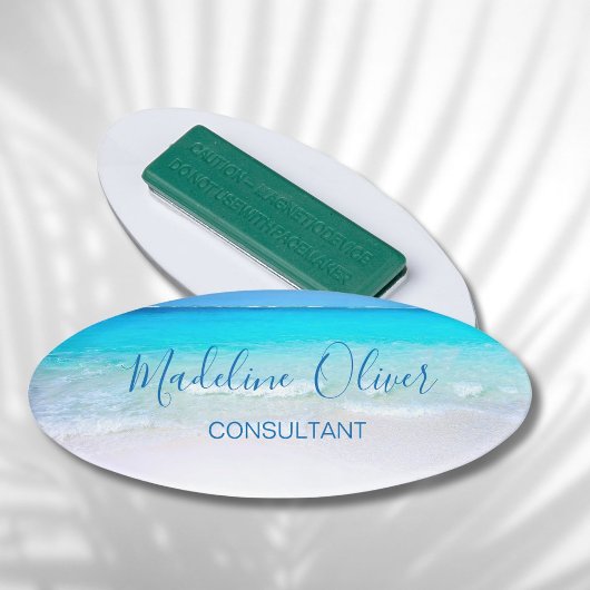 D'identification Ocean Beach Sea Travel Aqua Blue Modern Badge