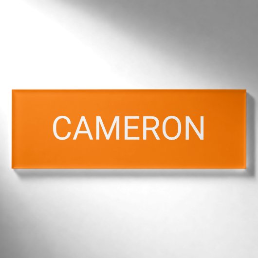 D'identification Orange Acrylique Nametag Professional Badge magnét (Devant)