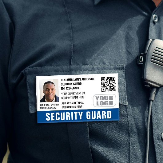 D'identification Photo de badge de garde de sécurité nom logo QR bl